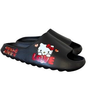 Hello Kitty Sanrio “love” black summer slides sandals